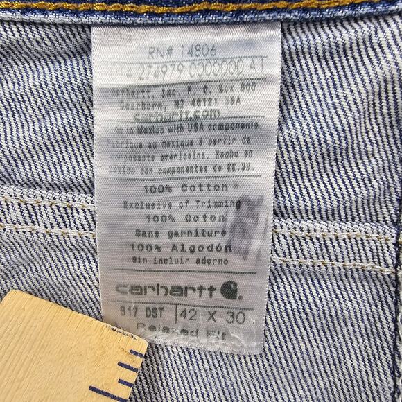Carhartt Jeans 42x30 (41x29) B17 Relaxed Heavyweight Denim Stonewash Work Pant - Picture 15 of 16